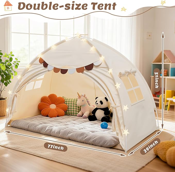 Bed Tent Twin Full Size Bed Tent for Kids Foldable Bunk Canopy Tents Privacy Space Blackout Toddler Sleeping Tents Breathable Portable Cottage Drafty Room for Indoor Bedroom