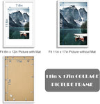 11x17 Picture Frame Set of 3 - Display 8x12 Photo with Mat or 11 x 17 Poster without Mat, Wall Mounting Horizontal and Vertical, White