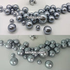 100PCS Silver Grey Faux Pearls Beads for Centerpiece Vases, Vase Filler Faux Pearls, No Holes Filler Beads for Party Anniversary Birthday Wedding Table Decor, 14/20/30mm