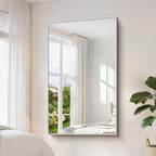 YIROMAN Bathroom Mirror 60"x36", Large Brushed Silver Bathroom Mirror for Over Sink with Aluminum Frame, Rectangular Vanity Mirror with Right Angle, Wall Mirror Hangs Horizontal or Vertical