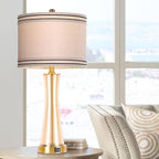 27.4''Table Lamps for Living Room Set of 2，3-Way Dimmable Modern Glass Bedside Lamps with USB Ports，Tall Lamps for Night Stands，Touch End Table Lamps for Bedroom Desk Lamps for Home Office（Glod）