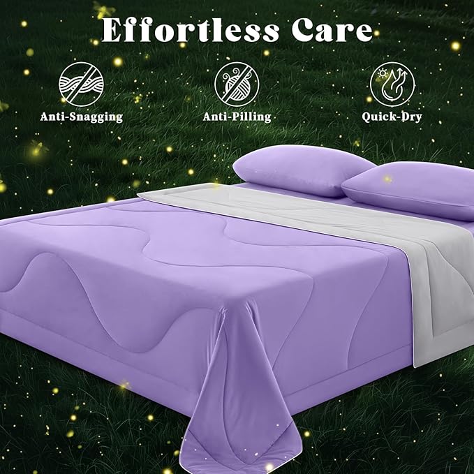 Cooling Comforter King Size, Double-Sided Cooling Blanket for Hot Sleepers & Night Sweats, Arc-Chill Q-Max > 0.4 Breathable Ice Blanket, Lightweight Cold Comforter (108''x90'', Purple)