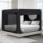 Bed Canopy Portable Blackout Bed Tent Privacy Tent for Adult Indoor Sleeping with 3 Doors, Storage Bag