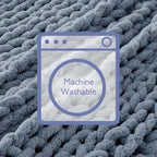 Bigacogo Chunky Knit Throw Blanket for Couch, 40x80 inches, 100% Hand Knitted with Thick Jumbo Chenille Yarn, Cozy Soft Large Rope Knot Cable Crochet Blankets for Sofa Bed Living Room, Cold Sea Blue