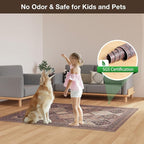 Floor Mat for Home 5×7ft, Easy Clean Plastic Rug-Like Pattern Area Mat for Living Room, Waterproof Vinyl Area Rug for Under Kitchen Table, No Slip Soft Vintage Rug for High Traffic Area (Brown)