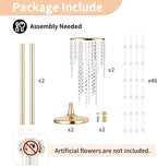 NUPTIO Gold Vase Wedding Centerpieces: 2 Pcs 29.5in Tall Crystal Flower Stand for Tables Elegant Metal Flowers Arrangement Vases for Weddings Birthday Party Anniversary Reception Home Decorations