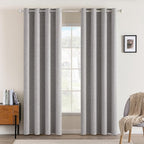 MIULEE Linen Texture Curtains for Bedroom Solid 100% Blackout Thermal Insulated Greyish White Curtains Grommet Room Darkening Drapes for Living Room Nursery 52x72 Inch (2 Panels)