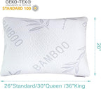 JJDANFILL Rayon Derived from Bamboo Pillow Standard Size Set of 2 - Machine Washable Bed Pillows for Sleeping for Back, Stomach and Side Sleeper - Firm Shredded Memory Foam Pillows 20 * 26in