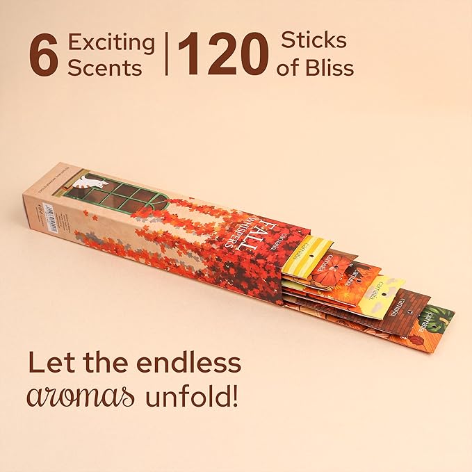 Carnatia Fall Whispers Incense Set – 6 Autumn Scents for Seasonal Warmth | Cozy Comfort & Inviting Ambience | Premium Quality Incense Sticks for Fall Vibes