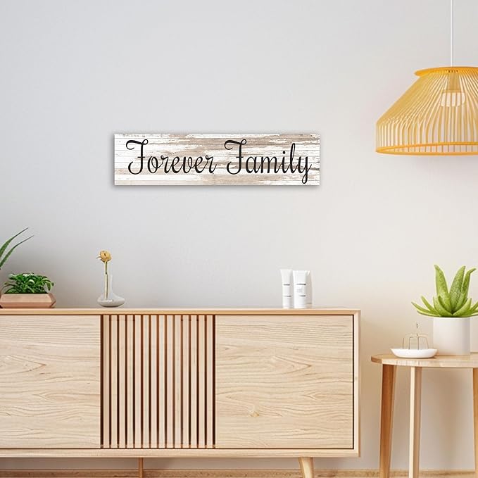 CHAOSETKEN Custom Text Sign Wall Art Personalized Family Quote Wall Decor Family Sign Canvas Prints Customized Wood Text Quote Pictures Rustic Farmhouse Decor Framed (24L x 6W)