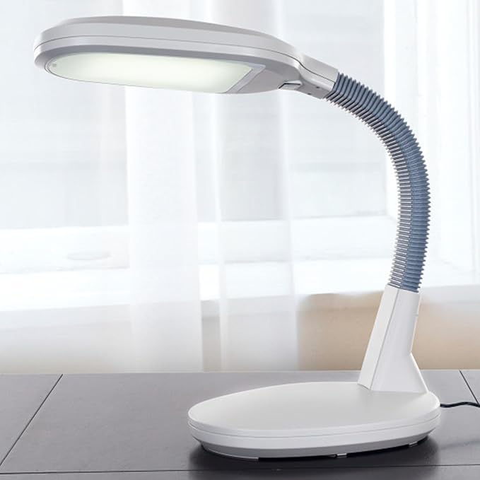 LED Desk Lamp - Sunlight Lamp with Adjustable Gooseneck Arm - Home and Office Desk Lamps Great for Reading and Crafting by Lavish Home (White)