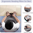 Ejoyous Reading Pillow for Bed, Arm Rest Lap Desk Pillow Memory Foam Gaming Pillow with Side Pocket for for Adult Sitting up in Bed Working Crocheting