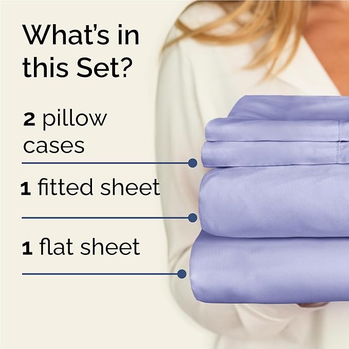 Twin XL Sheets Set 4 Piece - Includes 2 Pillowcases - Bed Sheets Twin XL Size - Soft Hotel Luxury Bedding - Cooling, Comfy & Breathable - 1 Flat & 1 Fitted & 2 Pillowcases w/ Deep Pockets - Lavender