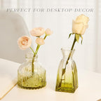 Glass Bud Vase Set of 20, Small Flower Vases, Glass Vases for Centerpieces, Vintage Home Table Decorations Bud Vases (20 Pcs, Green)