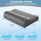 Neck Pillow Bed Pillow for Sleeping Memory Foam Pillows for Side Back Stomach Sleeper,Dark Grey