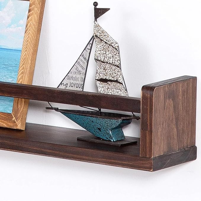 AZSKY Nursery Book Shelves Deep Walnut Wall Mount Floating Book Shelf for Bedroom Wooden Wall Book Shelf Children Kids Toddler Wall Bookshelf 36 Inch a Set of 3 Same Sizes