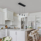 Kitchen Island Lighting Modern Light Fixture Black Pendant Light Dimmable LED Black Finish Mini Crystal Pendant Lights for Dining Room Living Room（3-Light ）