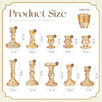 Mumufy 10 Pcs Glass Crystal Taper Candle Holders Clear Glass Candlestick Holder Fit 0.8 Inch Candles Crystal Decorative Candle Stand Centerpiece Table Wedding Dining Party (Classic,Gold)