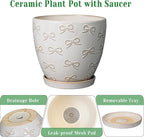 Pots for Plants 10 Inch - Ceramic Planter Large Plant Pot for Indoor Plants Outdoor Round Flower Pot with Drainage Hole and Saucer Home Garden Decor White