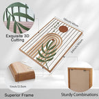 Large Boho Mid Century Wood Wall Art Set Modern Bohemian Wooden Wall Decor Minimalist Leaf Art Decor Abstract Geometric Wall Sculptures for Living Room Bedroom Office-16x24Inchx3