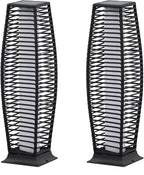 2 Pieces Outdoor Floor Lamp Weather-Resistant Outdoor Wicker Light Solar Powered Lantern Deck Lights for Patio Yard Garden