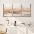 SIGNWIN Framed Canvas Print Wall Art Neutral Earth Tone Landscape Minimalist Mountain Silhouette Photography Modern Art Minimalist Black and White for Living Room, Bedroom, Office - 24"x36"x3 Natural