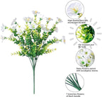 HyeFlora Artificial Flowers for Outdoors Fake Plants Outside Decoration, 12 Bundles Silk White Morning Glory UV Resistant Look Real Faux Flowers for Planter Front Door Porch Patio Yard Gardens Balcony