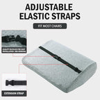 MABOZOO Memory Foam Back Support Cushion for Recliner Chair,Lumbar Support Pillow for Elderly,Extra Large Lumbar Support Pillow with Extension Straps,Light Grey