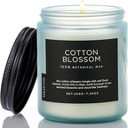 M&SENSE Clean Cotton Scented Candle - 7.05oz Natural Soy Wax Clean Cotton Blossom Scent Non Toxic Candle, 50-Hour Slow Burning 2-Wick Aromatherapy Home Fragrance Gifts for Home Decor