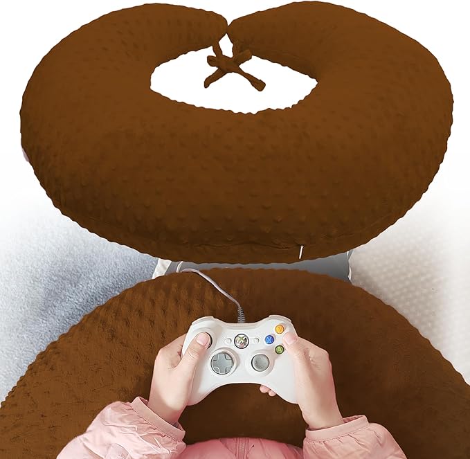 Professional Gaming Pillow for Lap; Arm Rest Pillow Gaming Lap Pillow with Crochet Support - Eliminate Pain in Gaming (Brown)