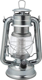 YAKii LED Vintage Metal Hanging Hurricane Lantern - 12 LED Dimmer Switch, Cold White Battery Operated for Power Outage Indoor Camping Outdoor Decoration (Silver Pack of 8)