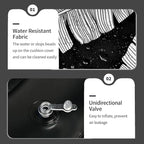 Inflatable Ottoman Stool D21 xH9 for Outdoor/Indoor Use, Water Repellent Patio Foot Rest Stool with Portable Handle,Round Pouf Ottoman Suitable for Garden,Deck and Camping - Black Leaves