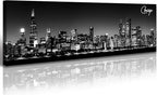Office Wall Decor Black and White Wall Art Chicago Skyline Pictures for Living Room Modern Large Canvas Print Artwork Stretched and Framed 13.8"X47.3"