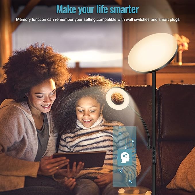 Floor Lamp, Upgraded 42W 4000LM Super Bright LED Floor Lamp for Living Room Bedroom, Dimmable Standing Reading Floor Lamps with Remote & Touch Control