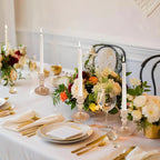 Glass Candlestick Holder,Striped Taper Candle Holders,Set of 6 Candle Stand for Table Centerpieces, Home Decor,Weddings,Festival and Parties (Amber Stripe Pattern)