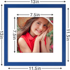 Vittanly 12x12 Picture Frame Set of 9 - Display 8x8 Photos with Mat or 12x12 Without Mat, Wall Mount Frames for Home Decor, Horizontal or Vertical (Blue)