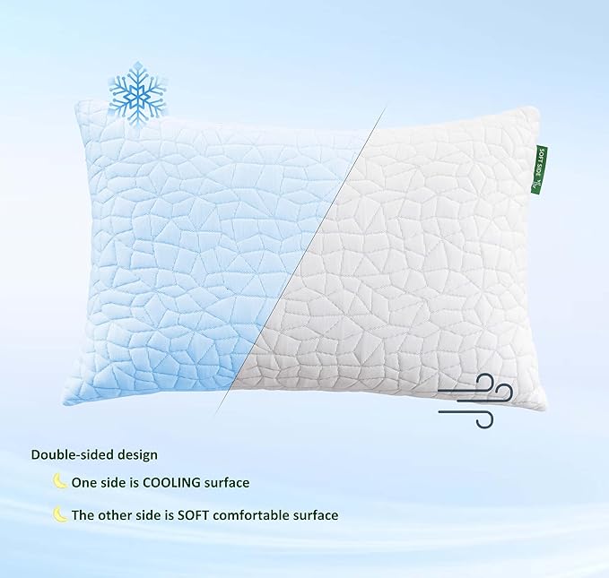 Cooling Pillows for Sleeping, Adjustable Shredded Memory Foam Bed Pillows King Size Set of 2, Cool Pillow for Hot Sleepers, with Extra Fill for Side Back and Stomach Sleepers
