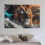 Lion Tapestry Lion Tapestries Christian Fabric Wall Hanging Aesthetic Space Indoor Outdoor Wall Art Tablecloth Bedspread for Bedroom Dormitory Living Room Home Decor 40"x60"