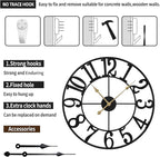 Large Wall Clock for Living Room Decor - 16 Inch Silent Non-Ticking Wall Clocks Battery Operated, Metal Vintage Retro Decorative Modern Wall Clock for Bedroom, Kitchen, Office, Farmhouse Decor