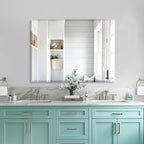 Mirrorons Beveled Mirror, Wall Mirror 40" x 30", Frameless Rectangle Bathroom Mirror with Beveled Edge, Hangs Horizontally or Vertically. Rounded Corner Tempered