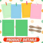 Janlaugh 100 Pcs Paper Photo Frames 4x6 Paper Picture Frame with 100 Clip 10 String Kit DIY Hanging Cardboard Photo Holder Back to School Wall Decor Wedding Home