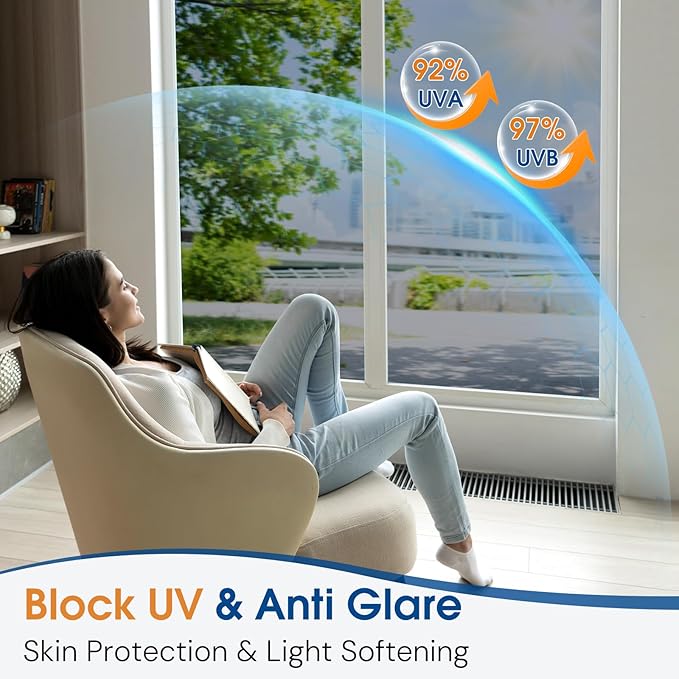 Homein One Way Privacy Window Film with Tool Window Tint for Home See Out Not in Heat Control Sun Blocking Mirror Reflective Anti UV Covering Static Cling No Glue Sliver 17.5 x 157.4 inch