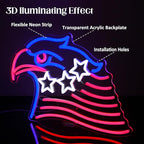 Patriotic Eagle Flag Neon Sign USA Stars and Stripes LED Sign for Wall American Flag Neon Lights Signs for Bedroom Memorial Day 4th of July Independence Day American Eagle Day Decorations