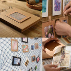 4x6 Inch Paper Photo Frame, Hanging Photo Display Banner, 20Pcs Kraft Paper Picture Frames with 20 Wood Clips and 2 Jute Twine, DIY Clip Photo Display Holders for Home, Wedding, and Party Decor