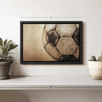 Elephant Stock Worn Soccer Ball Wall Art - Horizontal Framed Canvas - 1-Piece Living Room Wall Decor - Photography sports Canvas Print - Brown and Gray Decor for Wall - 13" X 9"
