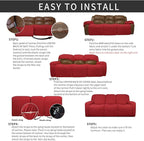 Easy-Going 8 Pieces Recliner Sofa Stretch Sofa Slipcover Sofa Cover Furniture Protector Couch Soft with Elastic Bottom Kids, Spandex Jacquard Fabric Small Checks Christmas Red