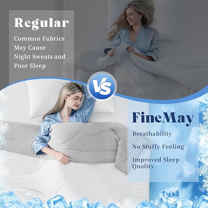 Cooling Comforter Twin Size, Double-Sided Cooling Blanket for Hot Sleepers & Night Sweats, Arc-Chill Q-Max > 0.4 Breathable Ice Blanket, Lightweight Cold Comforter (68''x90'', White)