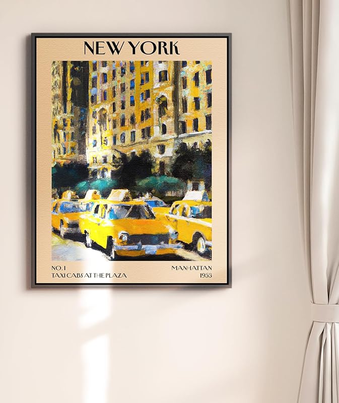 Retro Vintage New York Wall Art Print - 11x14 Unframed Poster - New York City Souvenirs, Cute Trendy Colorful Wall Decor (Taxi Cabs at the Plaza, 11x14")