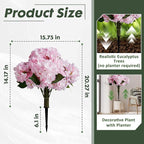 Set of 2 Artificial Hydrangea with Metal Stands, 20 Inch Tall Faux Purple Pink Flower Arrangement, Outdoor Garden Decor for Yard, Patio, Porch - Spring Summer Decoration