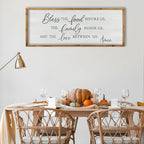 ZZJJHYWGQ Bless the Food Before Us Wall Sign Decor 40"×15" for Kitchen Dining Room Wall Art (Wood)